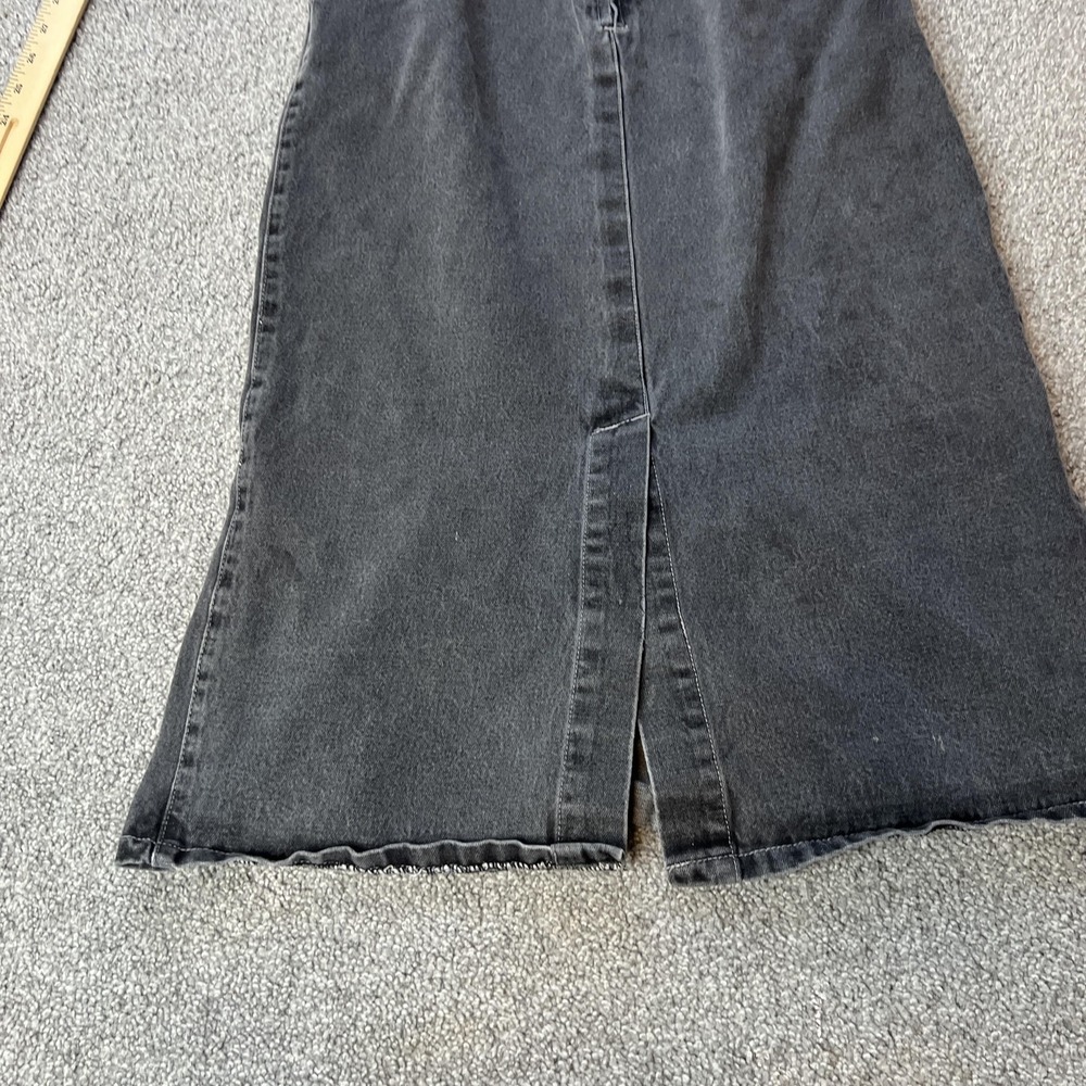 vtg‎ y2k denim Skirt Womens Size 9 Gray Trumpet Midi Front Slit fairycore goth - Picture 2 of 15